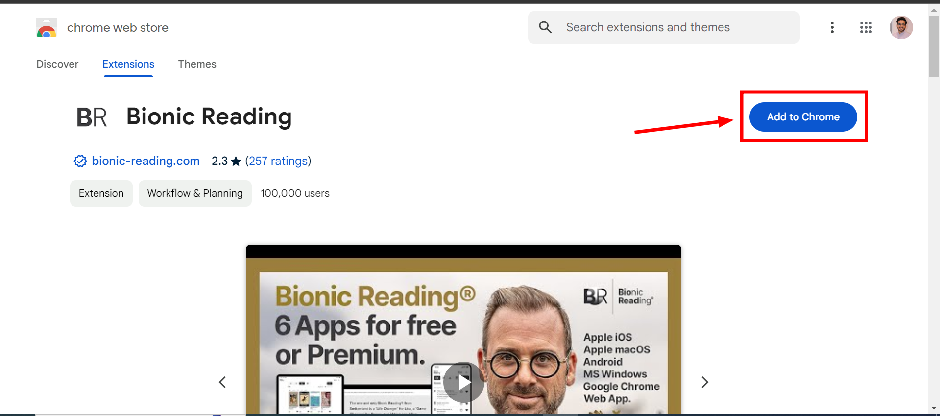 Click on Add to Chrome