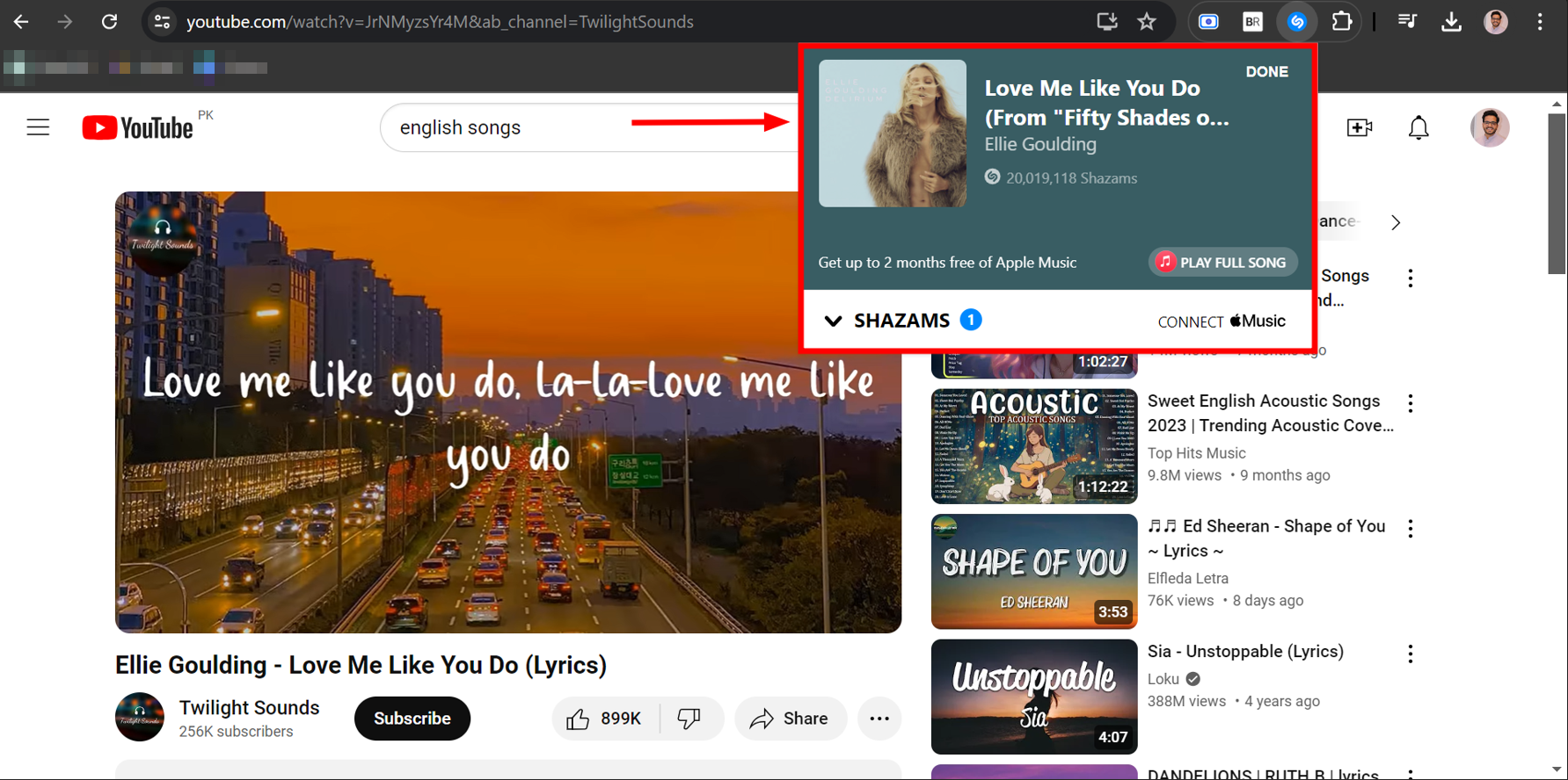 Shazam will identify song
