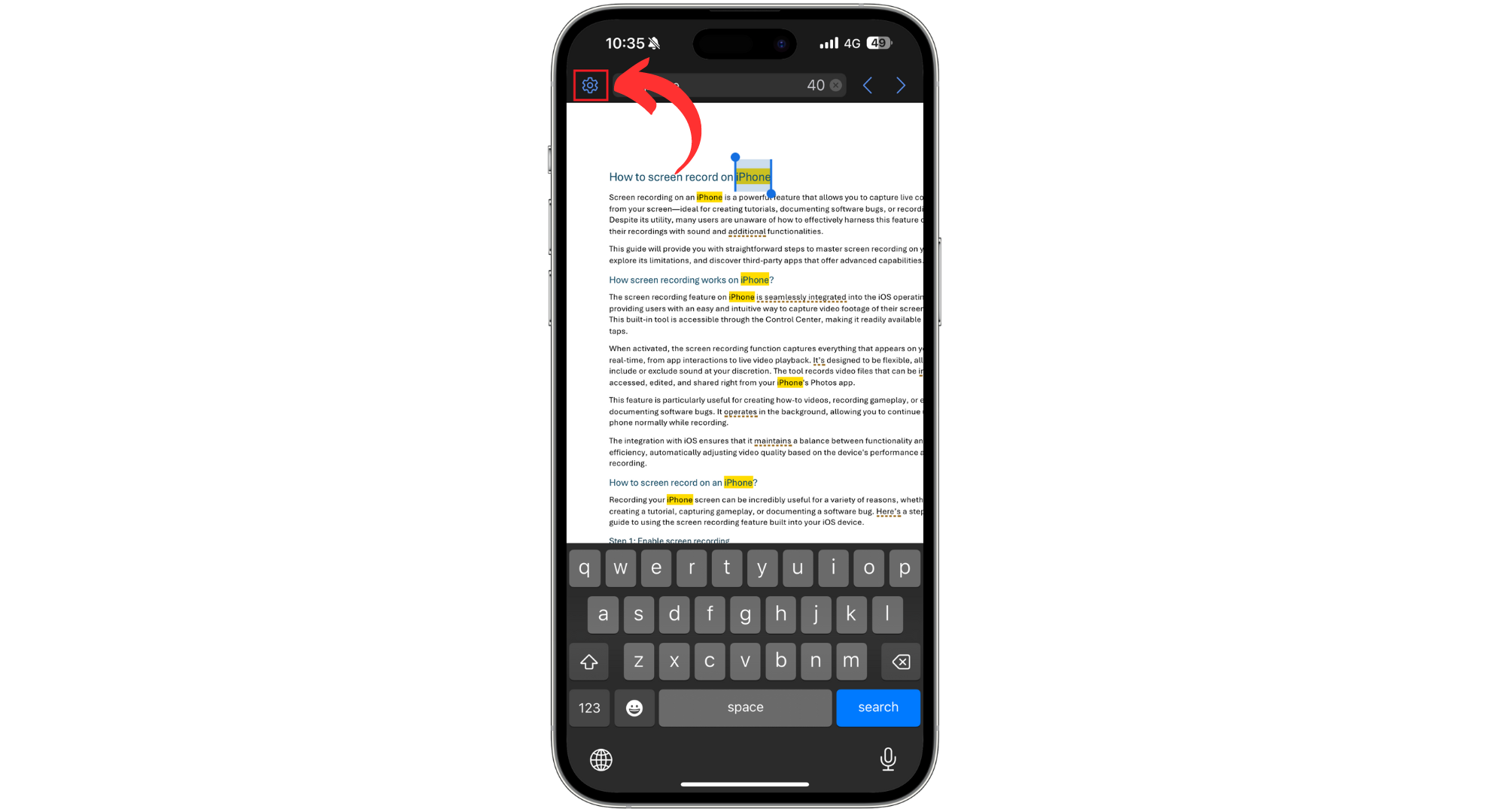 Tap on the Settings icon
