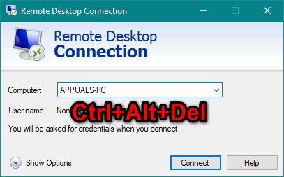 How to Send Ctrl + Alt + Del through Remote Desktop?