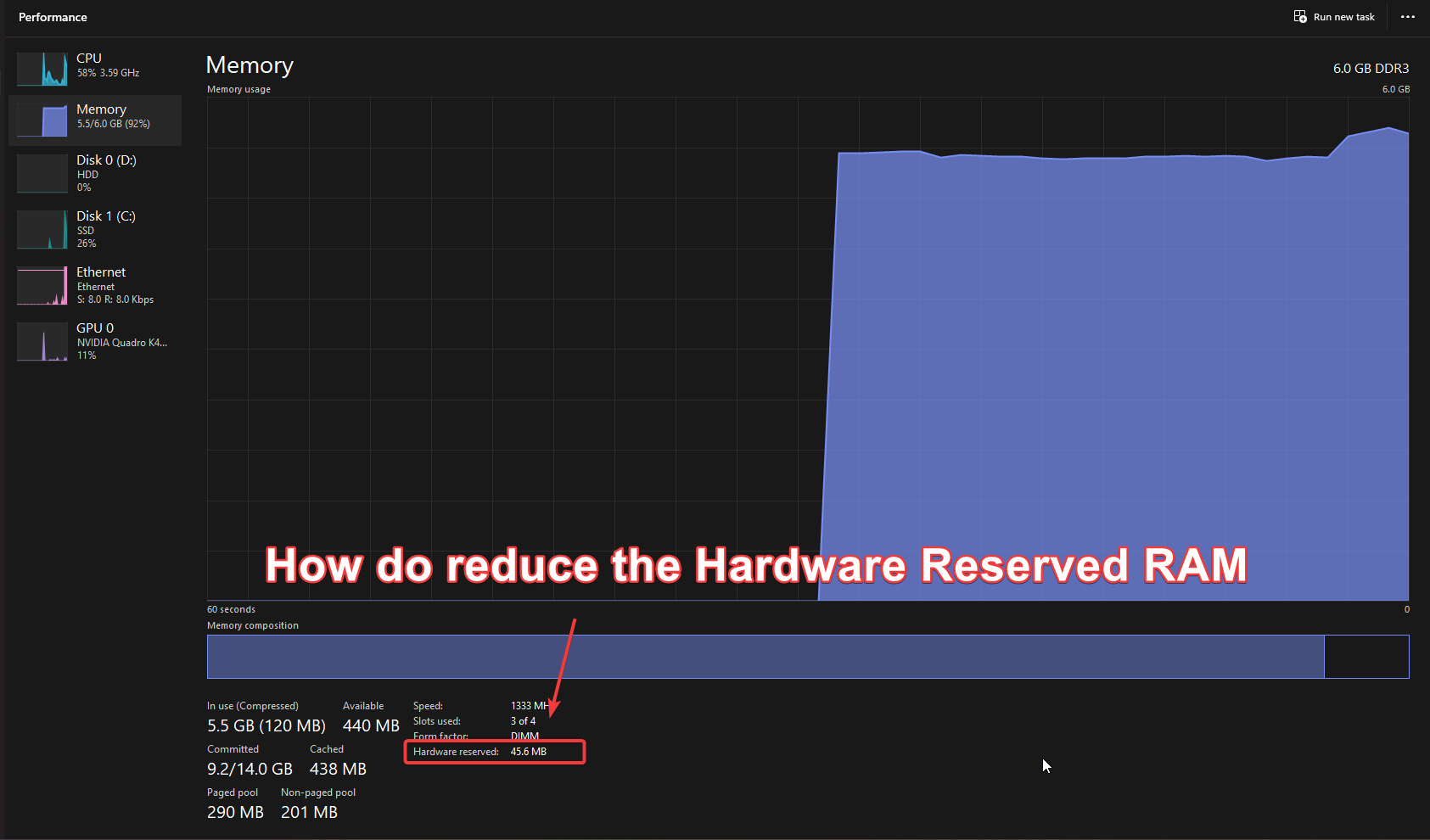 How to Reduce the Hardware Reserved RAM in Windows?