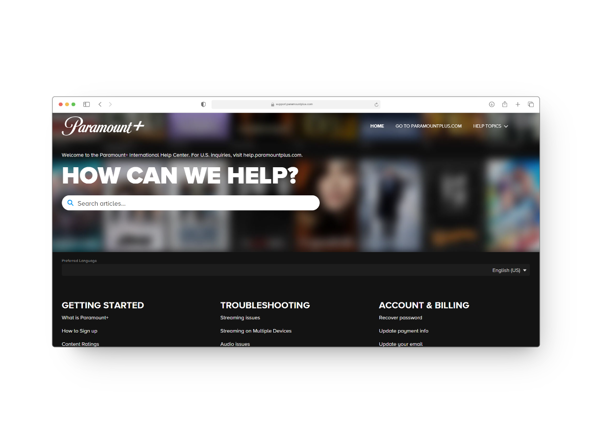 Paramount Plus support