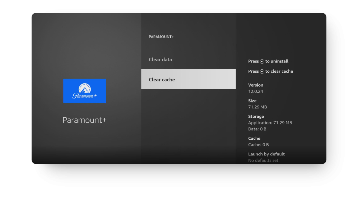 Clear cache of Paramount Plus