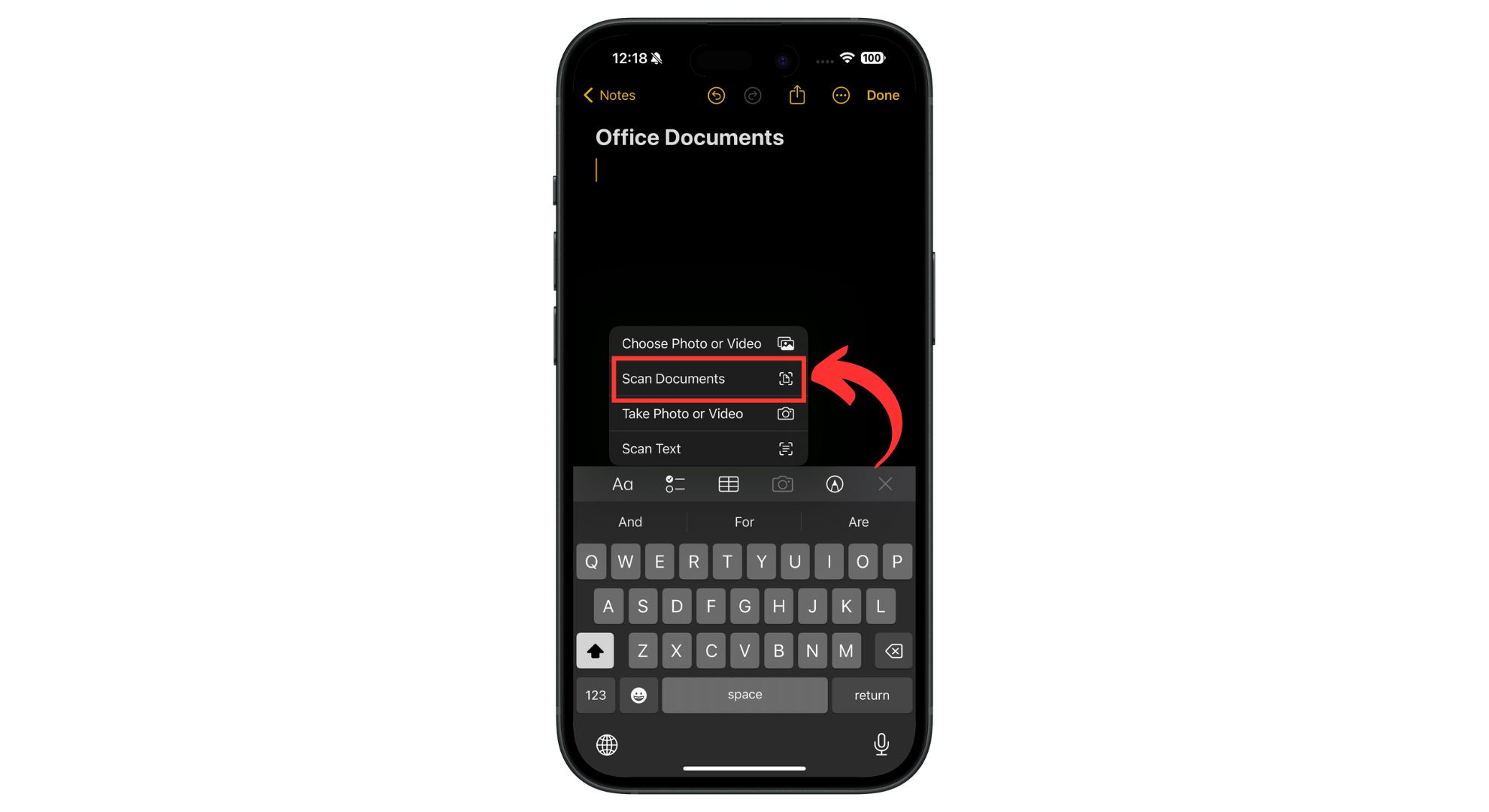 Tap "Scan Documents" 