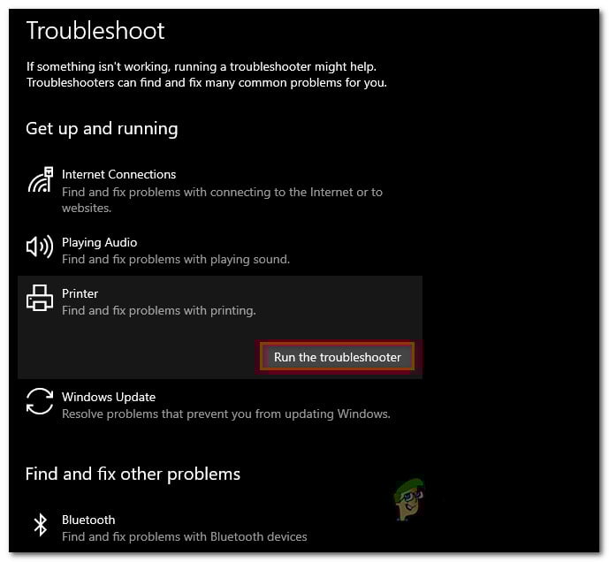 Running the Printer Troubleshooter
