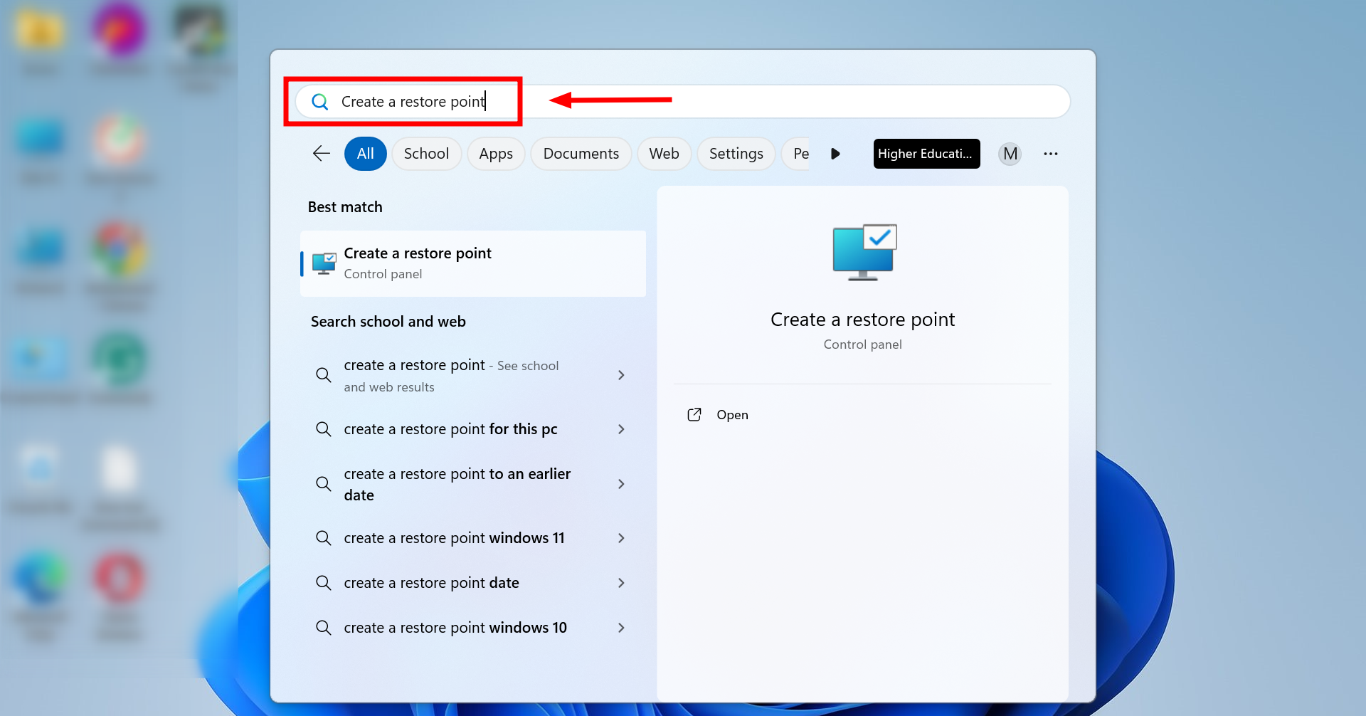 Create a restore point