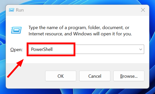 Type PowerShell in Run tool