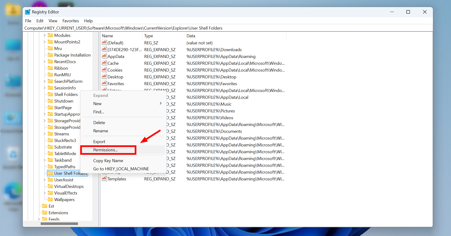 User Shell Folders Permissions