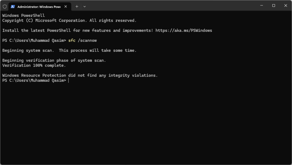 System File Checker in action