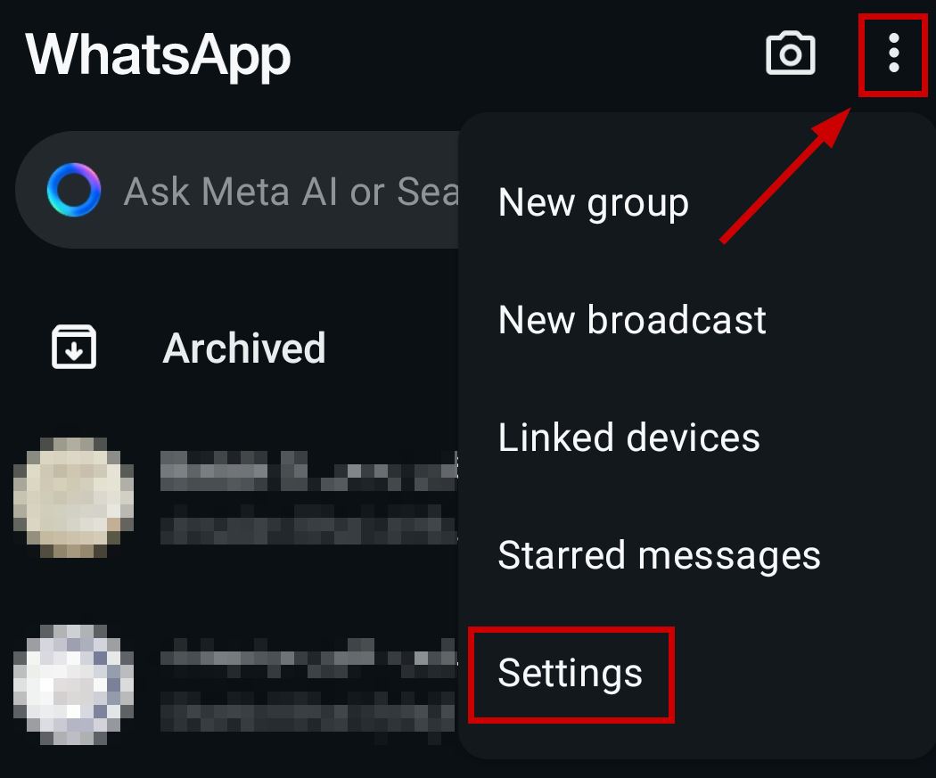 WhatsApp settings