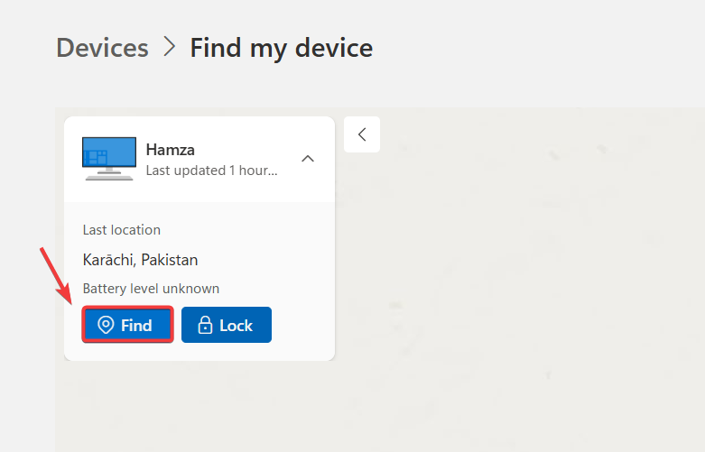 Find my device – locating PC