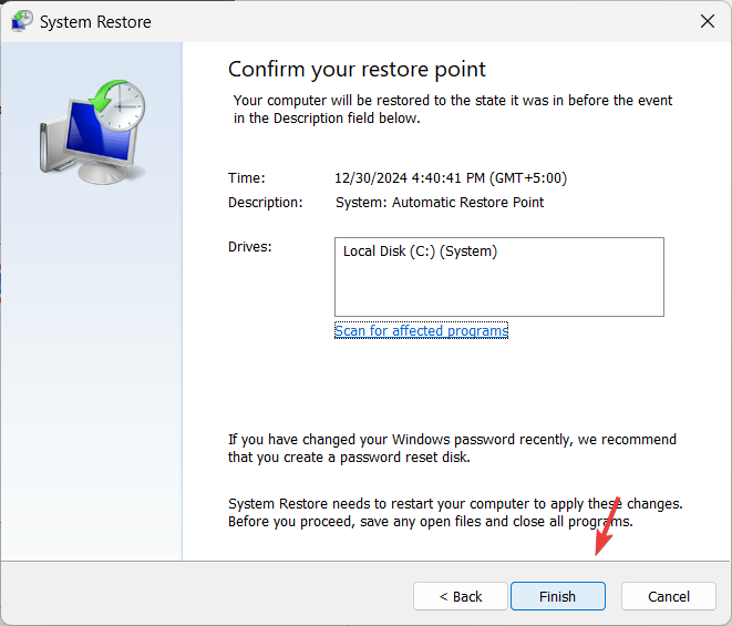 Starting System Restore