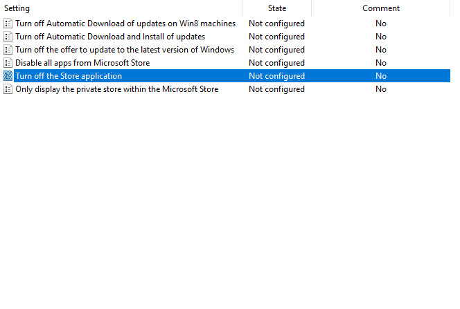 Disabling Store application policy