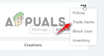 Click on the Trade Items option