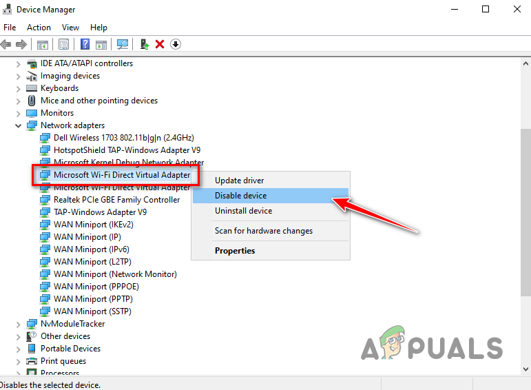 Disabling Microsoft Wifi Direct Virtual Adapter