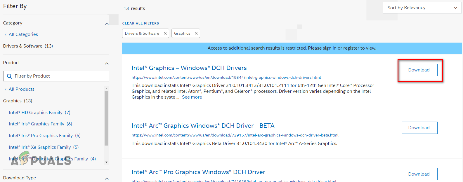 Downloading Intel GPU Drivers