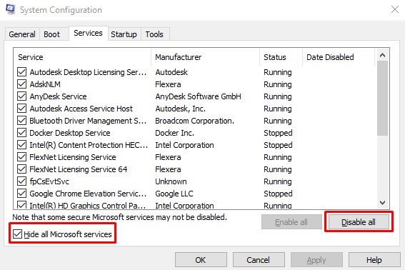 Hiding all Microsoft services