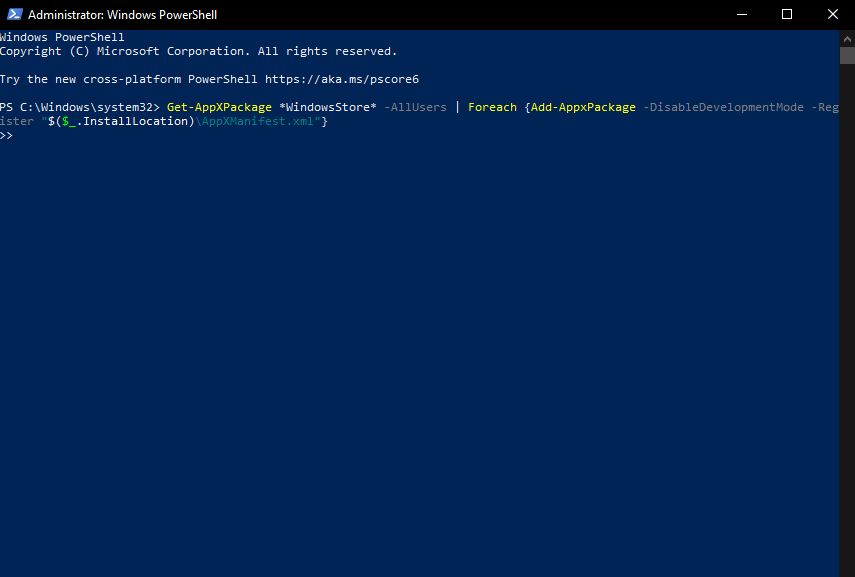 Installing Microsoft Store via PowerShell