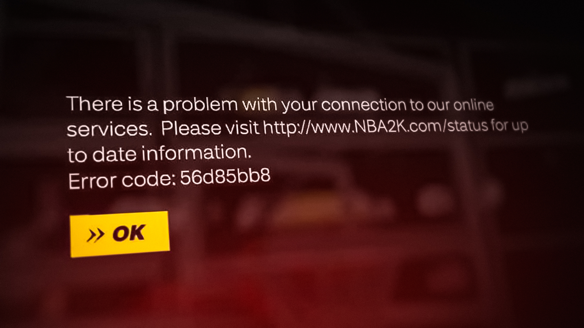 NBA 2K Error Code 56d85bb8