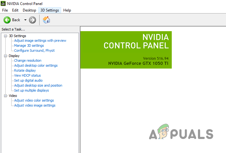 NVIDIA Control Panel Interface