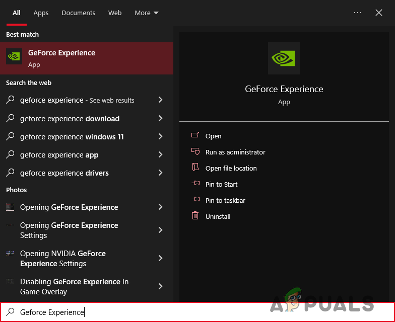 Opening GeForce Experience