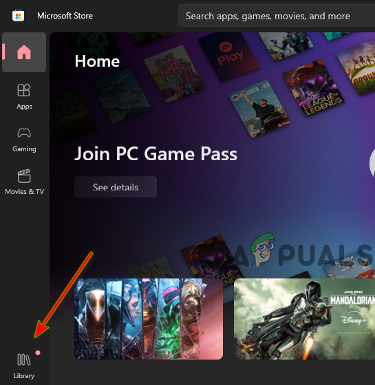 Opening Microsoft Store Library