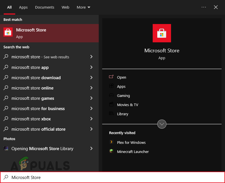 Opening Microsoft Store