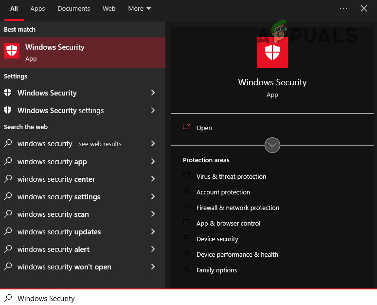 Opening Windows Security