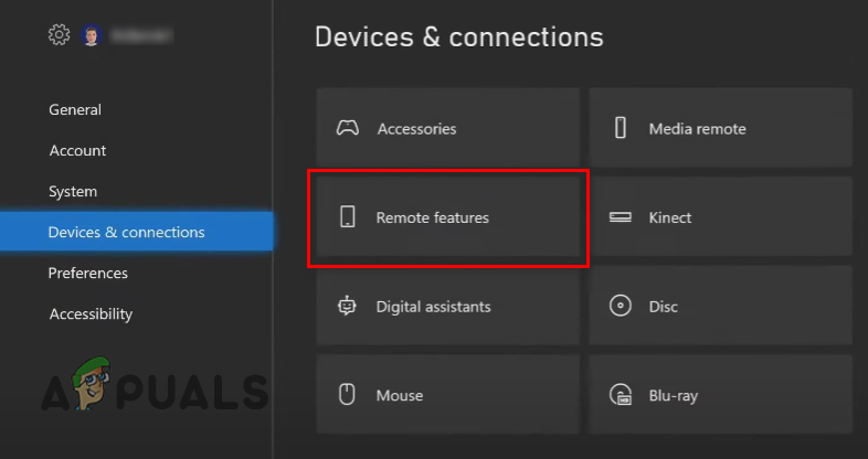 Opening the Remote Features Settings
