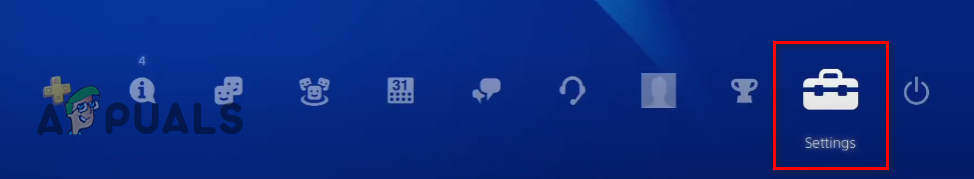 Opening the Settings menu of your PlayStation 4