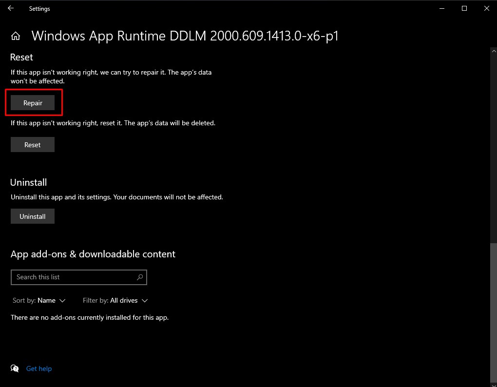 Repair windows runtime ddlm x6