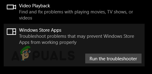 Running the Windows Store Apps Troubleshooter