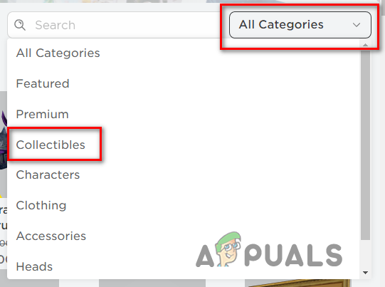 Select the Collectibles option