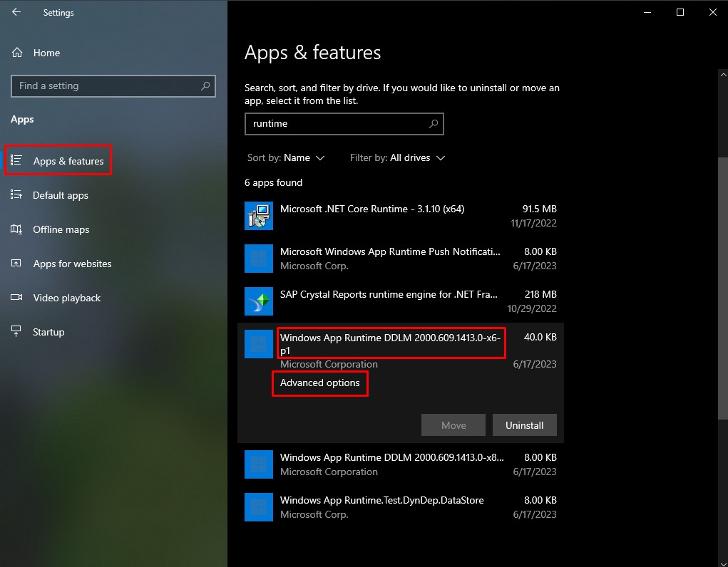 Windows DDLM x6 advanced options