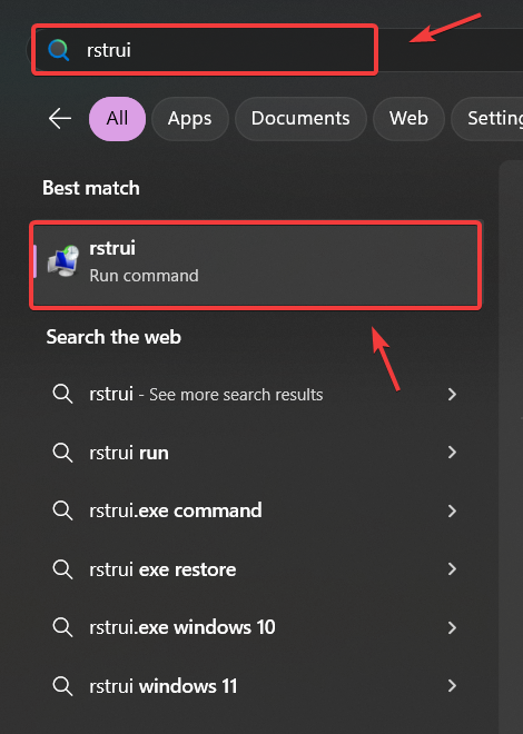System Restore command