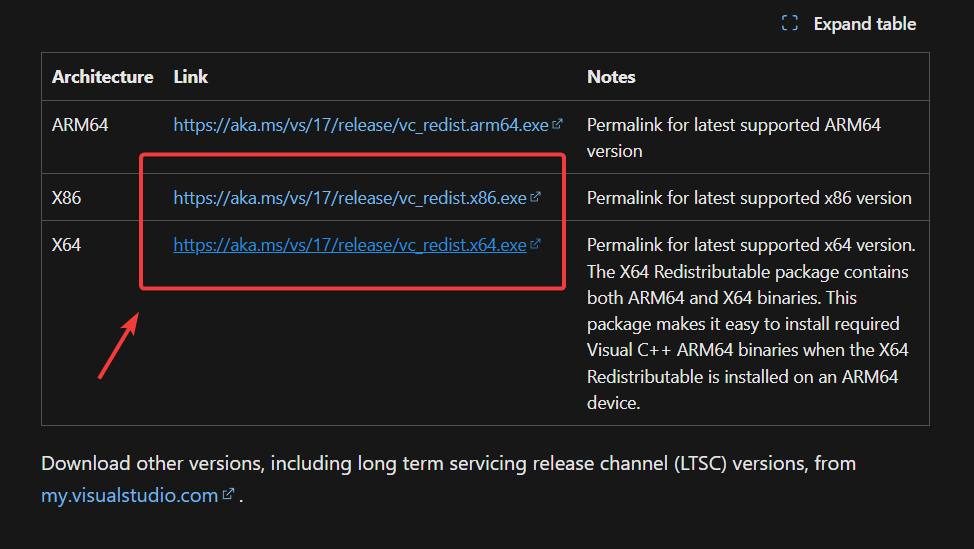 Visual C++ installer