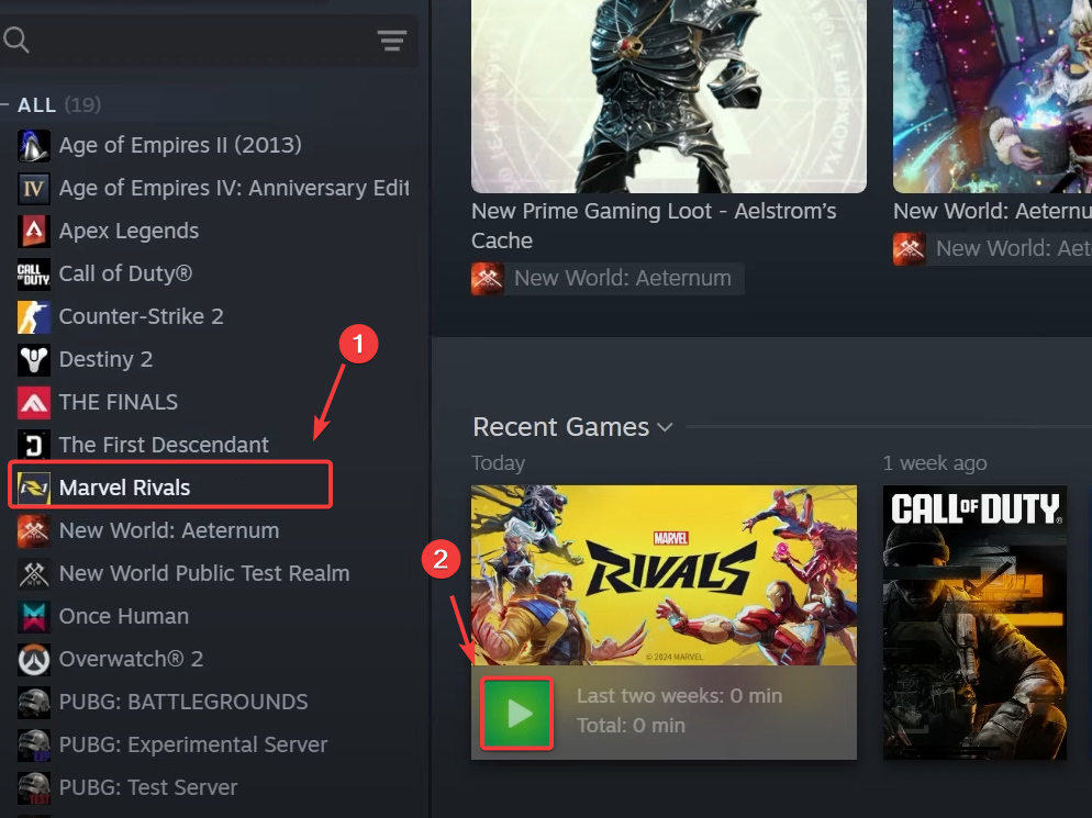 Marvel Rivals in Steam Library