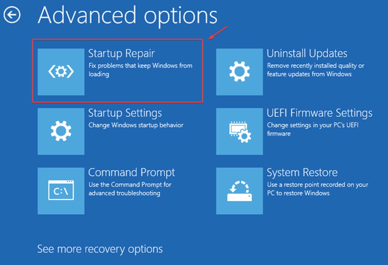 Windows Startup Repair option in WinRE