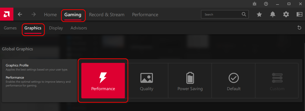 AMD performance settings