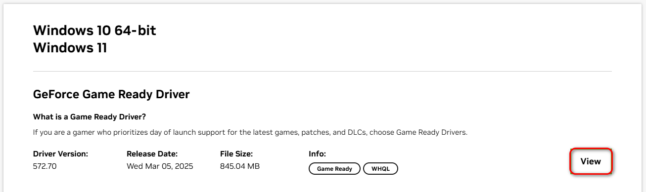 NVIDIA driver selection