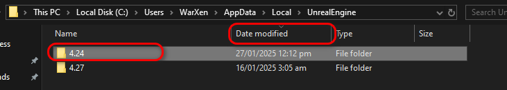Sorted UnrealEngine folder