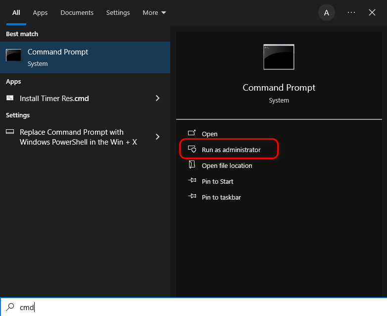 Opening Command Prompt as Administrator