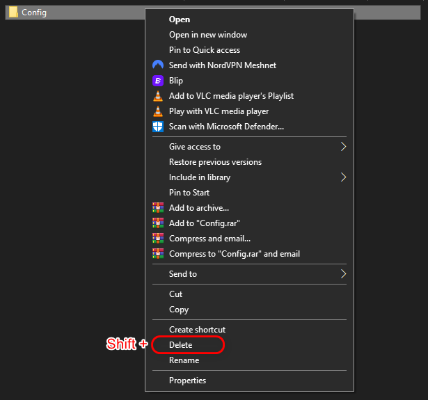 Deleting Config folder