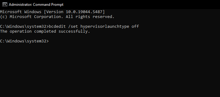 Disabling Hypervisor Launch Type