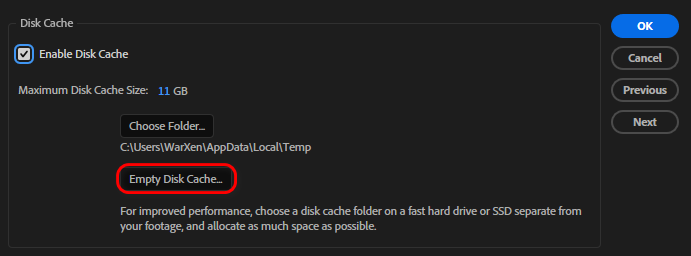 Empty Disk Cache Option