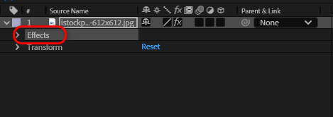 Effects Controls panel location