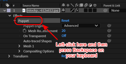 Deleting Puppet effect