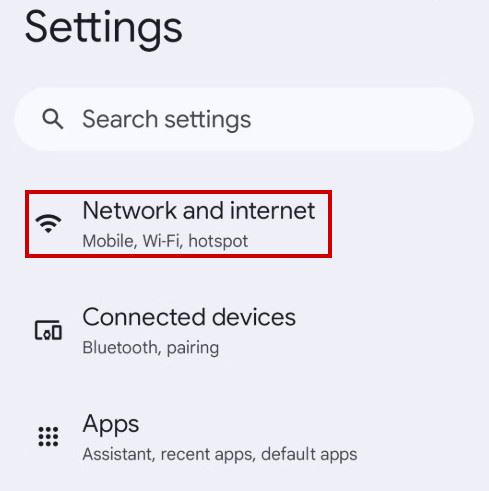 Mobile network and internet settings