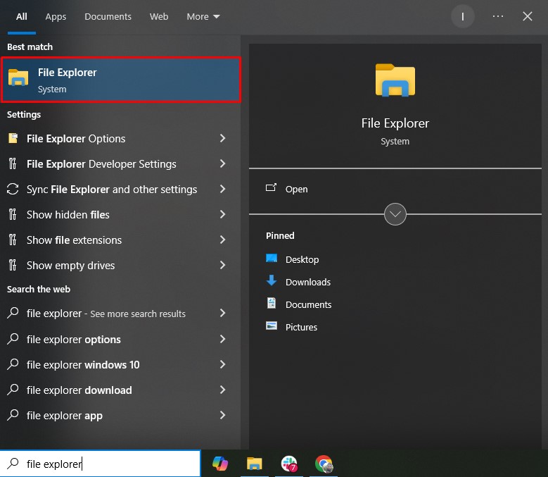 Opening File Explorer