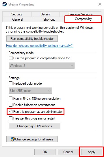 Run Steam as administrator
